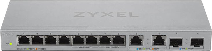 Коммутатор Zyxel XGS1010-12-ZZ0102F (L2) 8x1Гбит/с 2x2.5Гбит/с 2SFP+ неуправляемый
