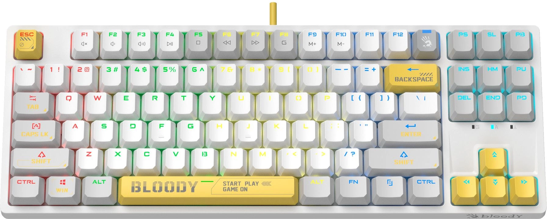 Клавиатура A4Tech S87 Energy механическая белый USB for gamer LED (S87 USB ENERGY WHITE) кабель 1.8м