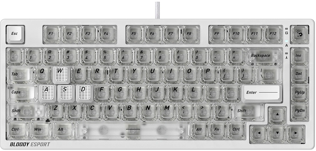 Клавиатура A4Tech MS76 белый USB Multimedia for gamer LED