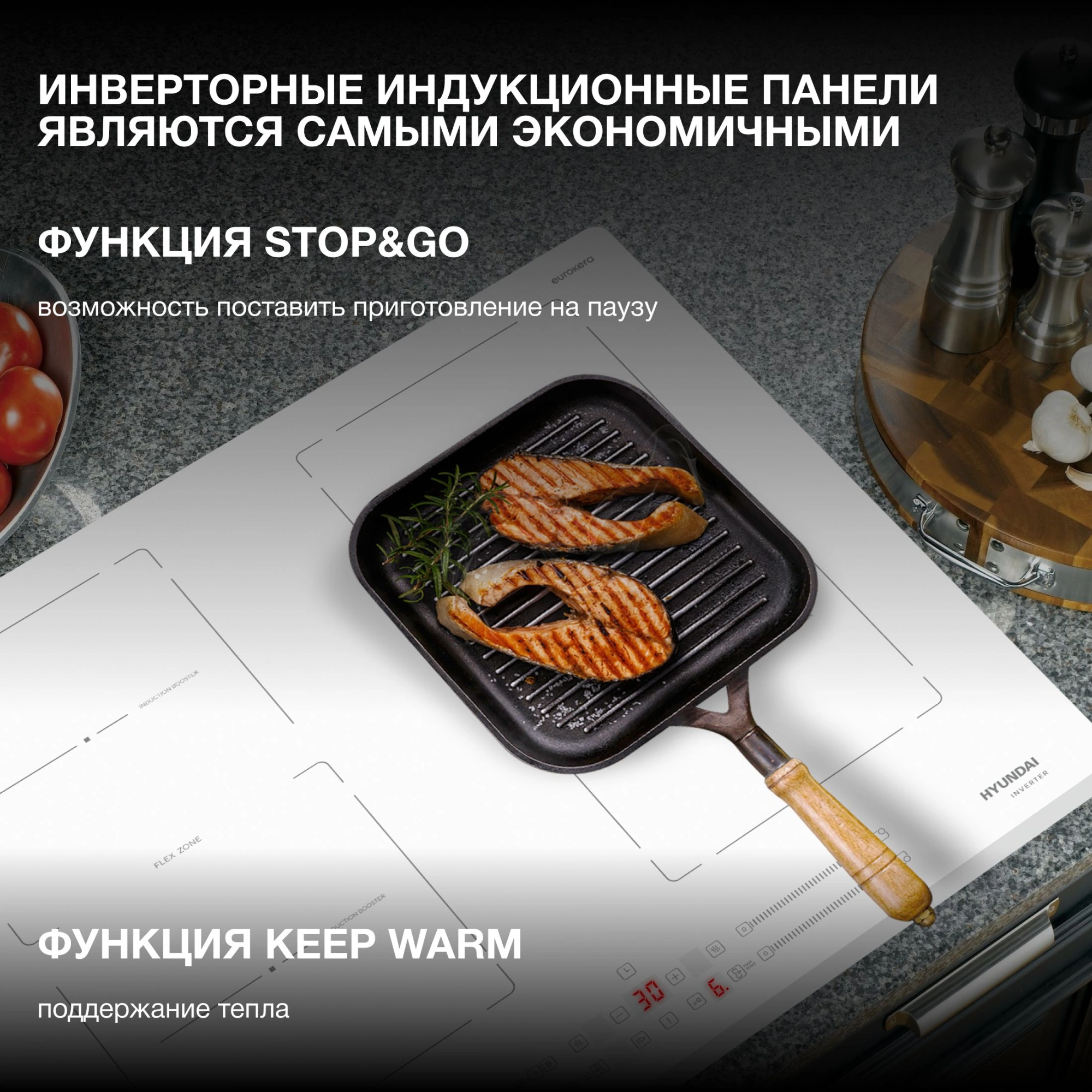 Индукционная варочная поверхность Hyundai HHI 6787 WG белый
