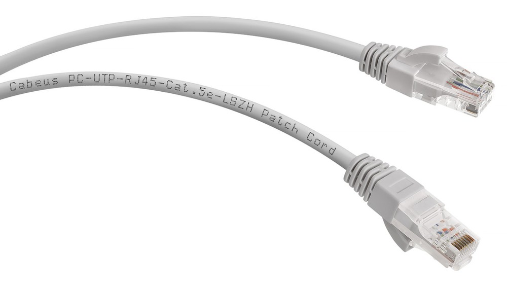 Cabeus PC-UTP-RJ45-Cat.5e-0.5m-LSZH Патч-корд U/UTP, категория 5е, 2xRJ45/8p8c, неэкранированный, серый, LSZH, 0.5м