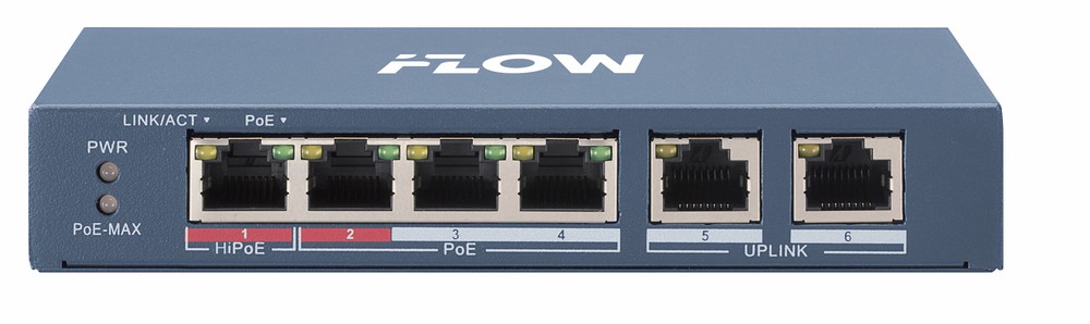 F-SW-EU206HPOE-V - неуправляемый коммутатор Value СЕРИЯ (100M PoE, Dual Uplink) 4 RJ45 100M PoE с грозозащитой 6кВ, iFLOW