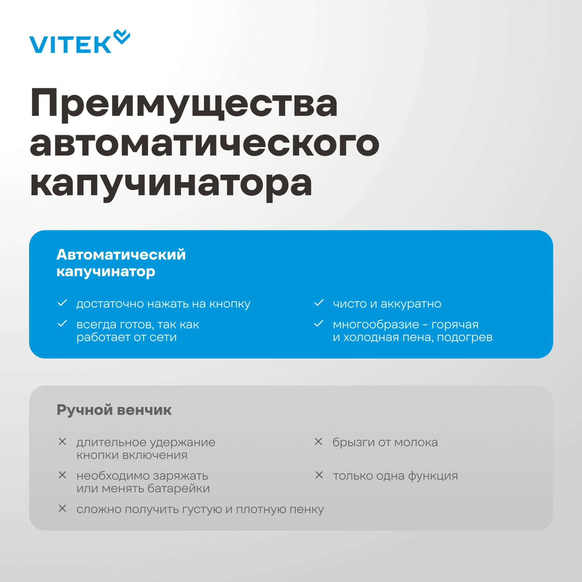 Капучинатор Vitek VT-C5000 300мл серебристый