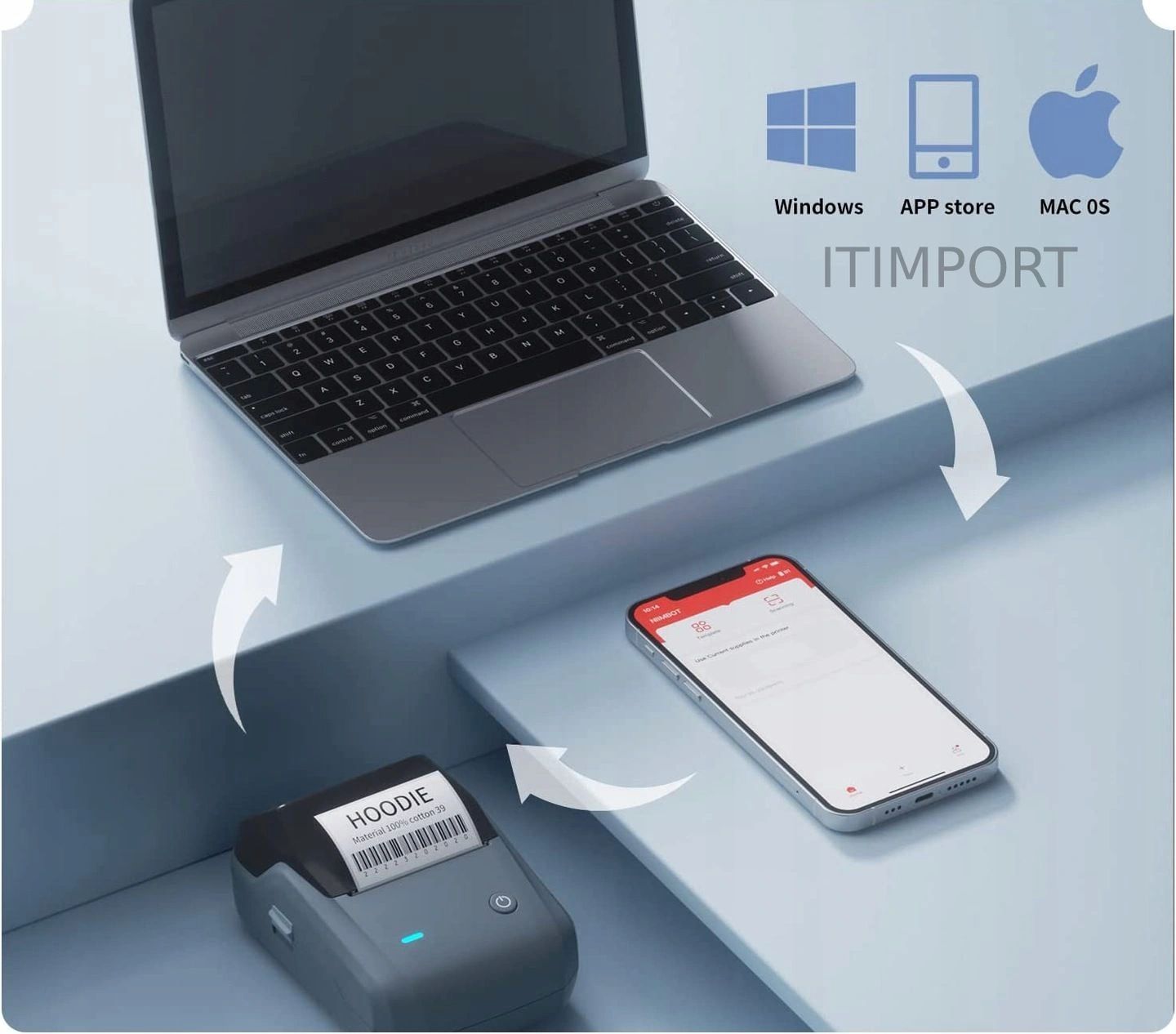 Термопринтер Niimbot B1 (1746799) 203dpi 50мм/с/USB/BT для печ.этик. голубой