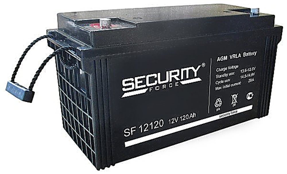SF 12120 - Аккумулятор Security Force герметичный свинцово-кислотный, 12В/120Ач, клеммы под болт 8 мм