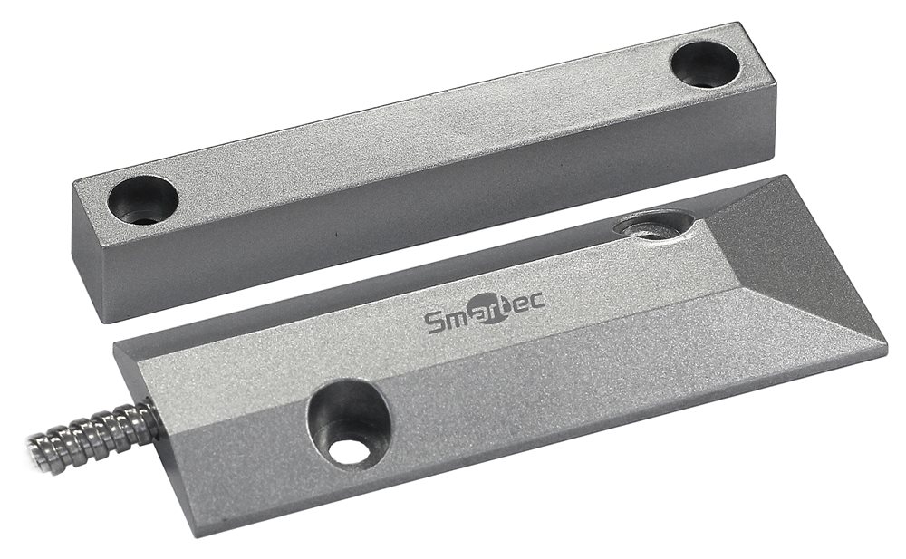 ST-DM140NC-SL - Магнитоконтактный датчик Smartec, НЗ, серебряный, накладной для металлических дверей, металлорукав, зазор 60 мм