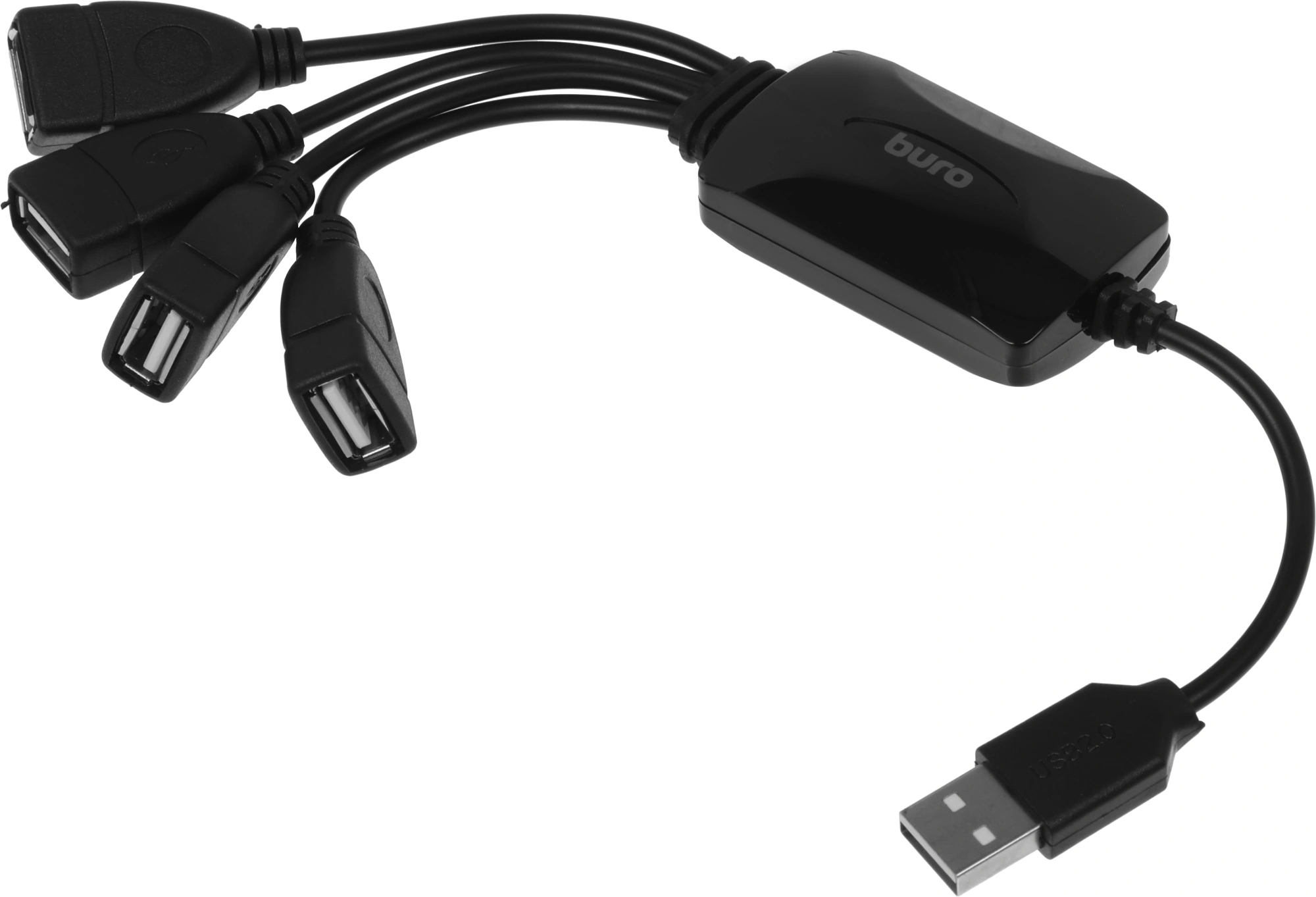 Разветвитель USB 2.0 Buro BU-HUB4-0.3-U2.0-Splitter 4порт. черный