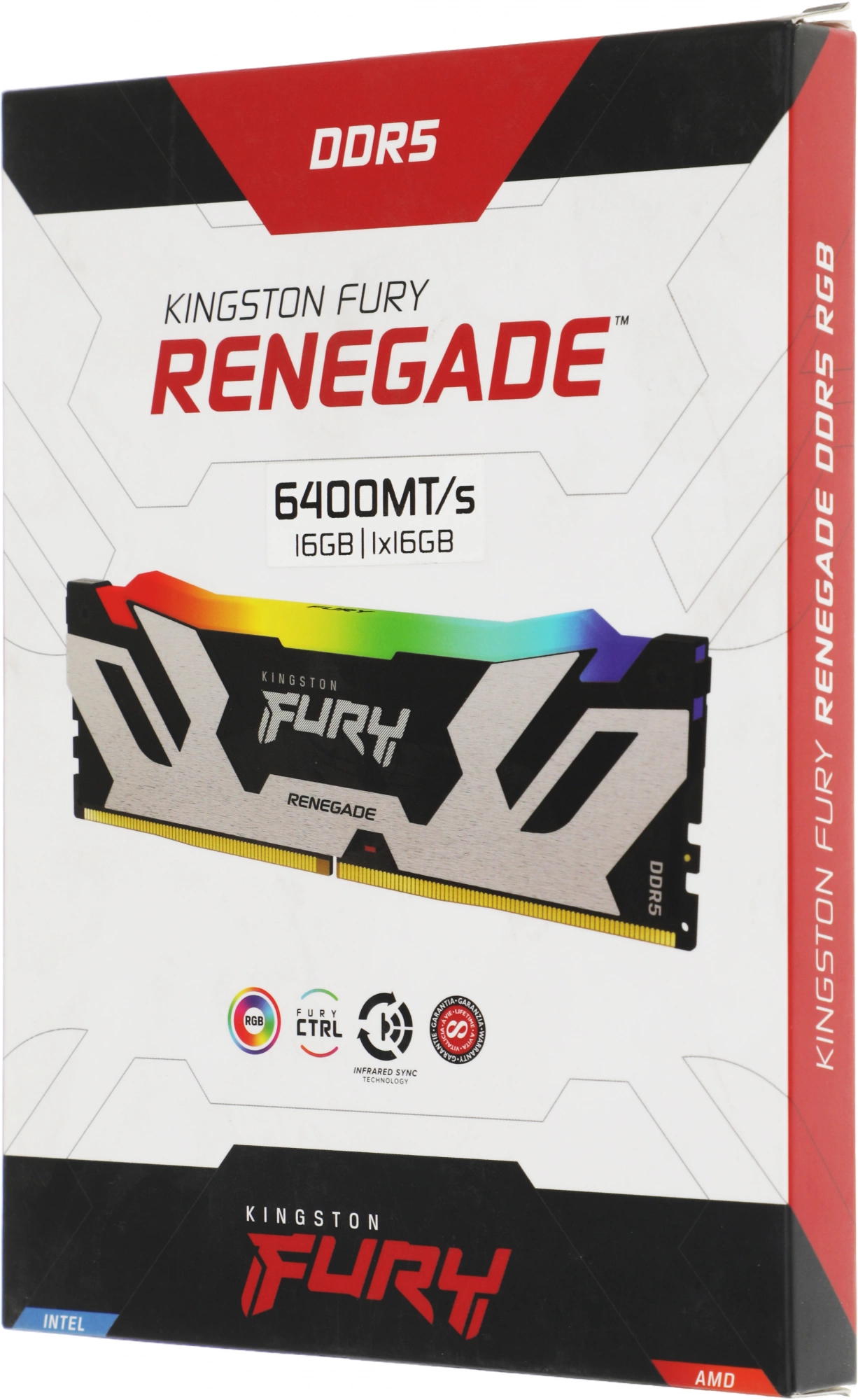 Память DDR5 16GB 6400MHz Kingston KF564C32RSA-16 Fury Renegade XMP RGB RTL Gaming PC5-51200 CL32 DIMM 288-pin 1.4В dual rank с радиатором Ret