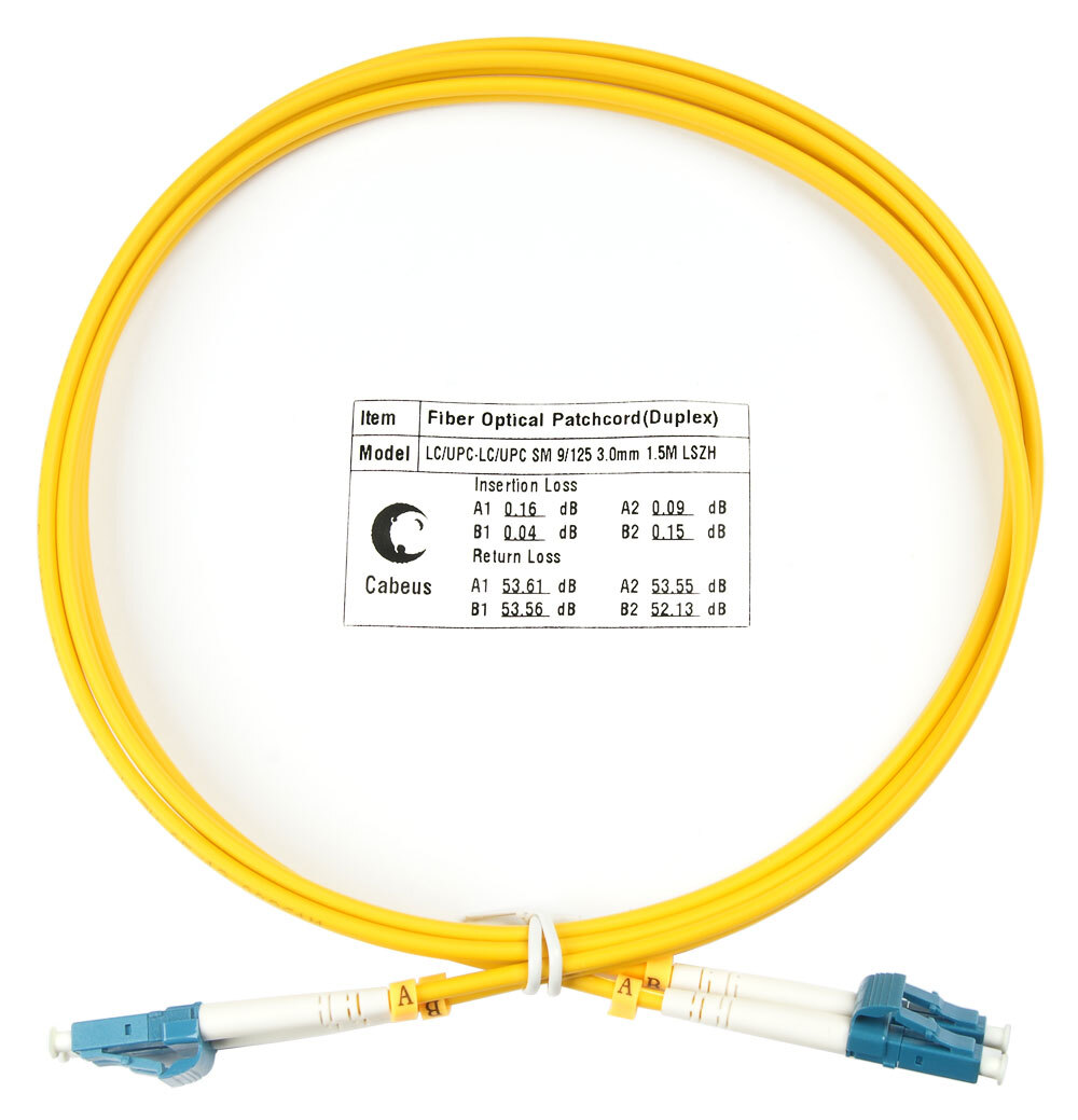 Cabeus FOP(d)-9-LC-LC-1,5m - Шнур оптический duplex LC-LC 9/125 sm 1,5м LSZH