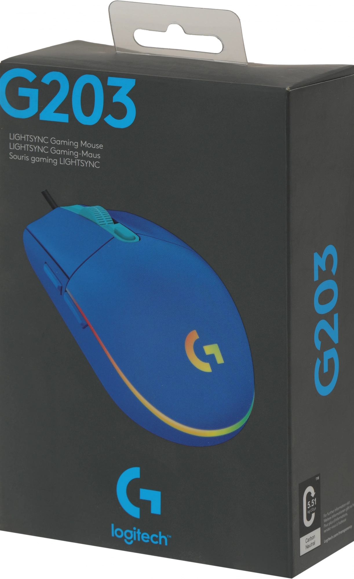 Мышь Logitech G203 LightSync синий оптическая 8000dpi USB 5but (910-005798)