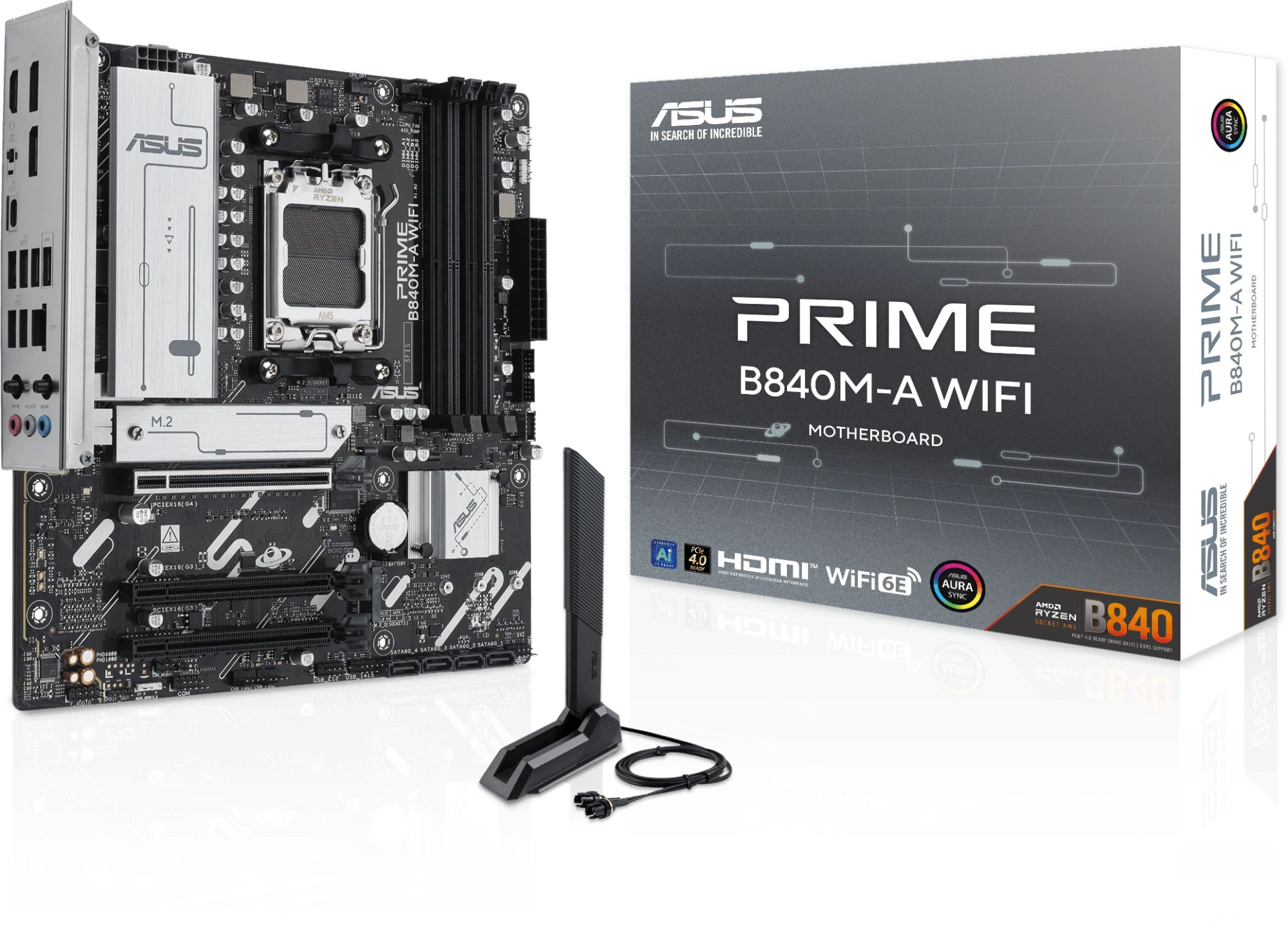 Материнская плата Asus PRIME B840M-A WIFI Socket AM5 AMD B840 4xDDR5 mATX AC`97 8ch(7.1) 2.5Gg RAID+HDMI+DP