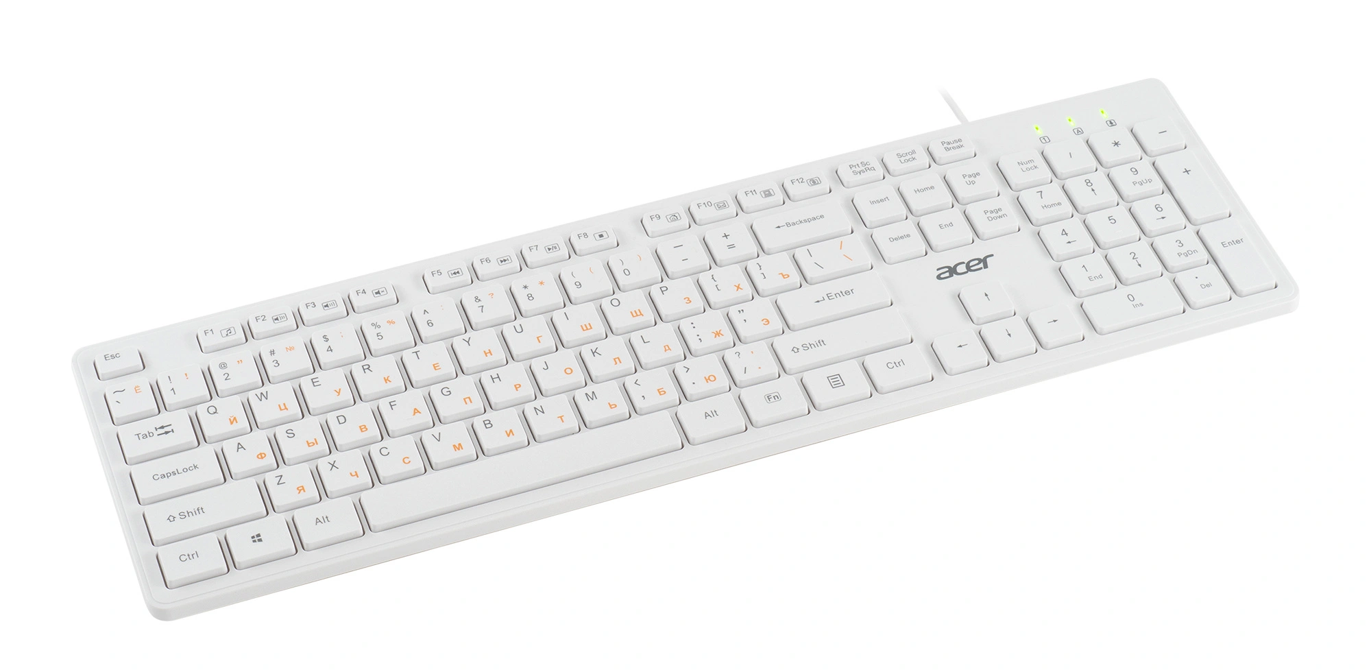 Клавиатура Acer OKW123 белый USB Multimedia (ZL.KBDEE.00D) кабель 1.5м