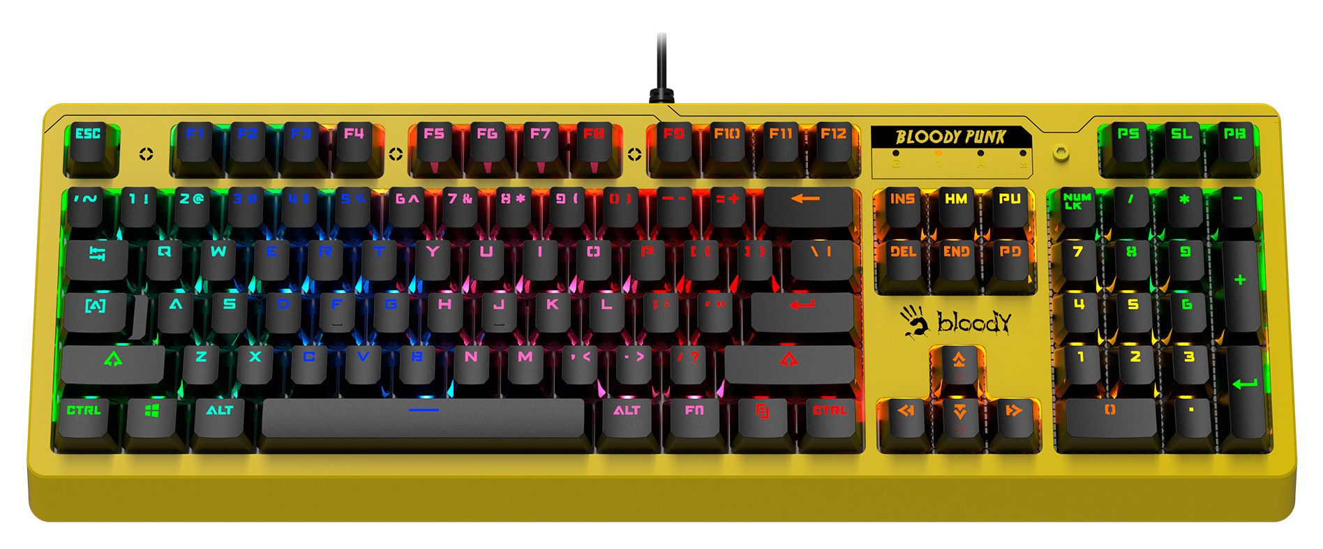 Клавиатура A4Tech B810RC Punk механическая желтый/черный USB for gamer LED (B810RC ( PUNK YELLOW )) кабель 1.8м