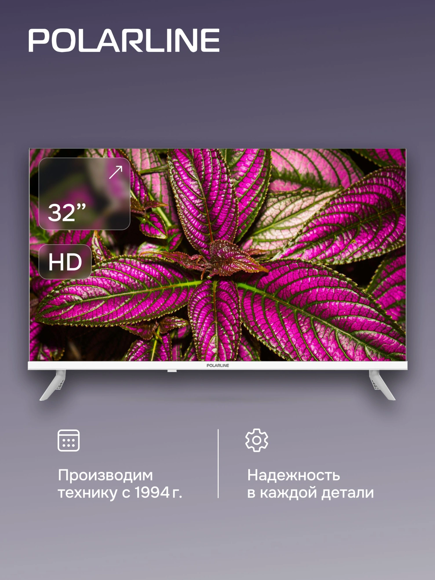 Телевизор LED PolarLine 32" 32PL53TC белый HD 60Hz DVB-T DVB-T2 DVB-C DVB-S2 USB WiFi (RUS)