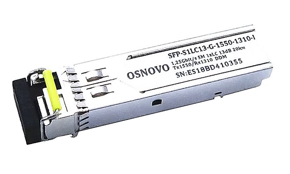 SFP-S1LC13-G-1550-1310-I - Оптический SFP Модуль промышленный. Одно волокно Single Mode. Скорость: до 1,25 Гбит/c. Тип разъема: LC. Оптический бюджет: 13дБ