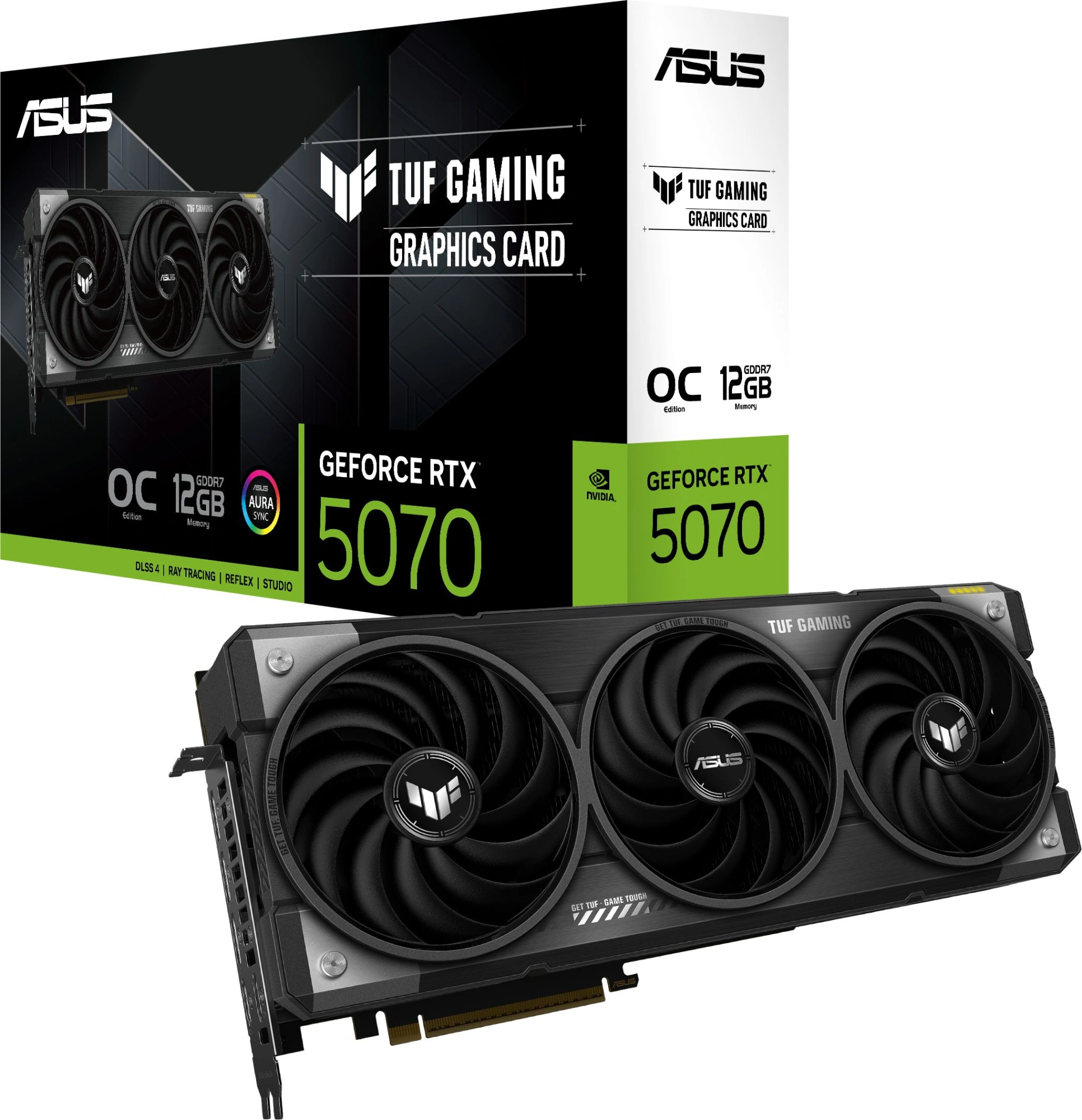 Видеокарта Asus PCI-E 5.0 TUF-RTX5070-O12G-GAMING NVIDIA GeForce RTX 5070 12Gb 192bit GDDR7 2610/28000 HDMIx2 DPx3 HDCP Ret