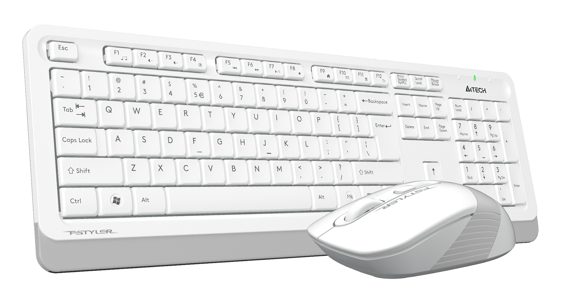 Клавиатура + мышь A4Tech Fstyler FG1010S клав:белый/серый мышь:белый/серый USB беспроводная Multimedia (FG1010S WHITE)