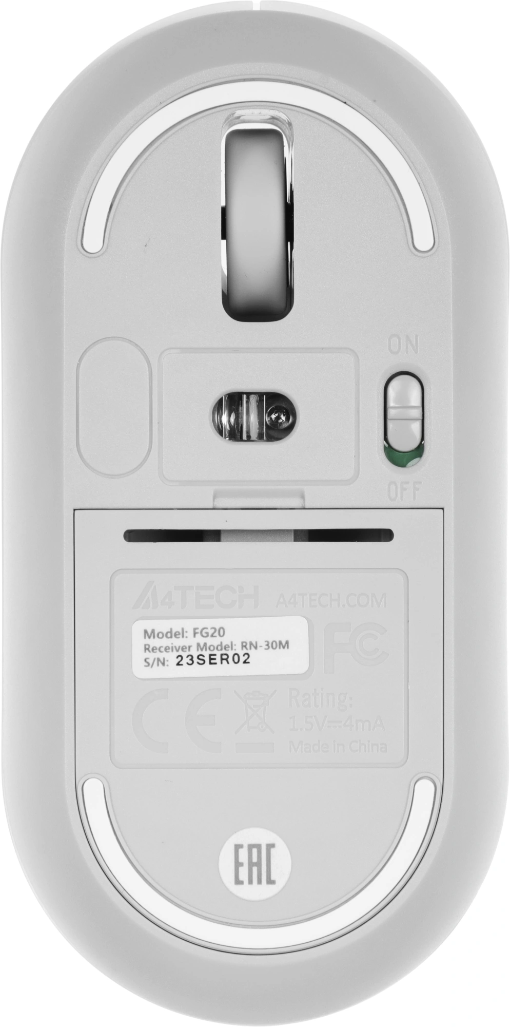 Мышь A4Tech Fstyler FG20 белый оптическая 2000dpi беспров. USB для ноутбука 4but (FG20 WHITE)