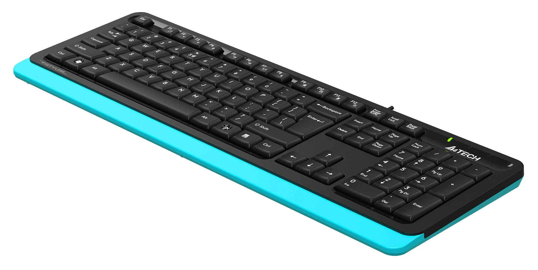 Клавиатура A4Tech FKS10 черный/синий USB (подставка для запястий) (FKS10 BLUE) кабель 1.5м