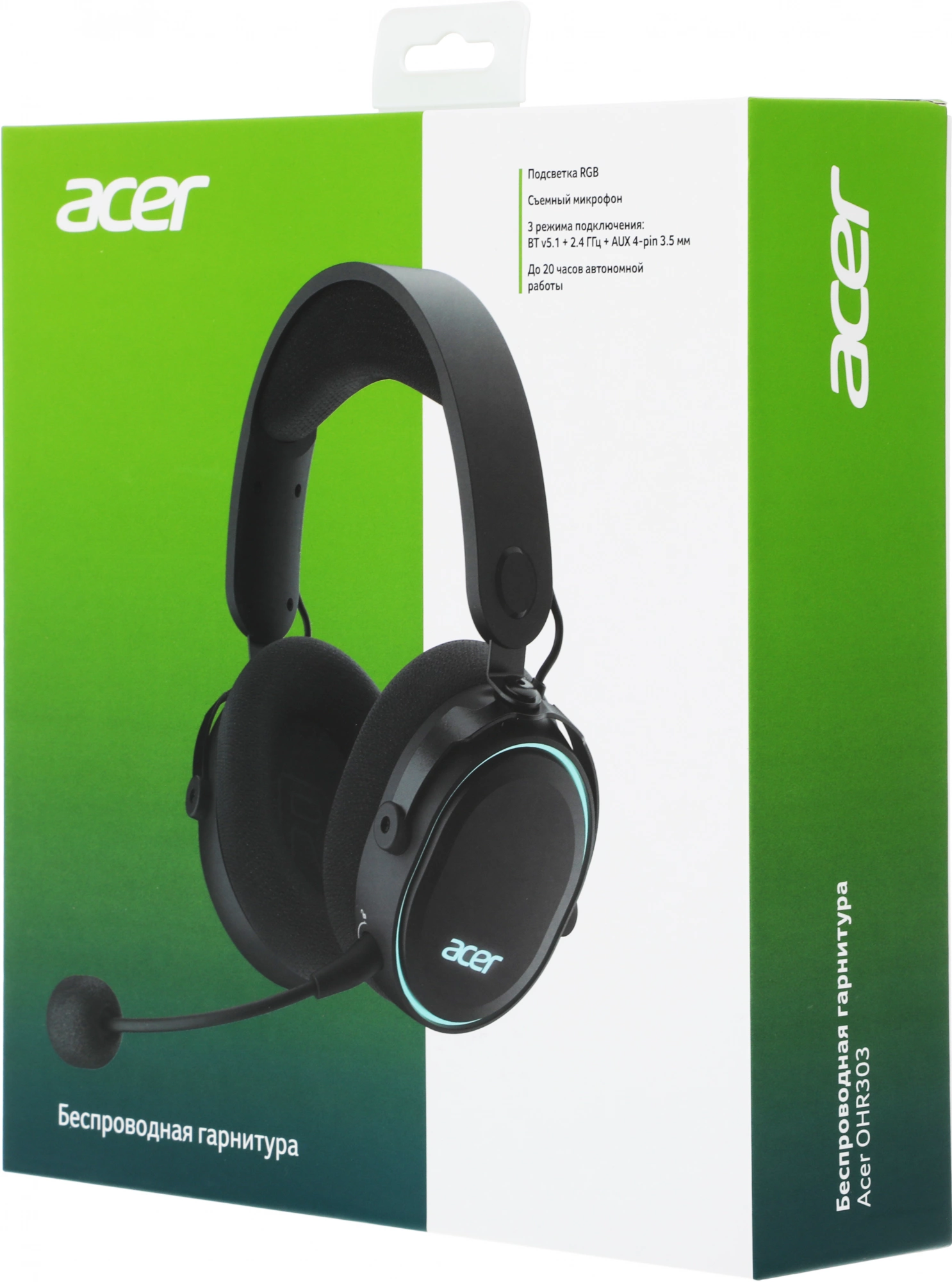 Наушники с микрофоном Acer OHR303 черный мониторные BT/Radio/3.5mm оголовье (ZL.HDSEE.009)