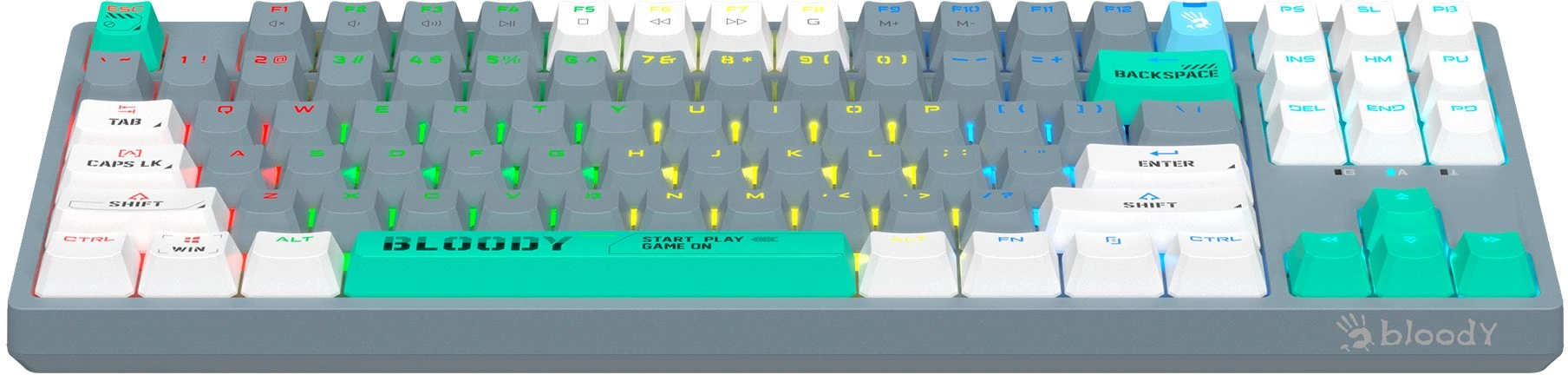 Клавиатура A4Tech S87 Energy механическая серый USB for gamer LED (S87 USB ENERGY ASH) кабель 1.8м