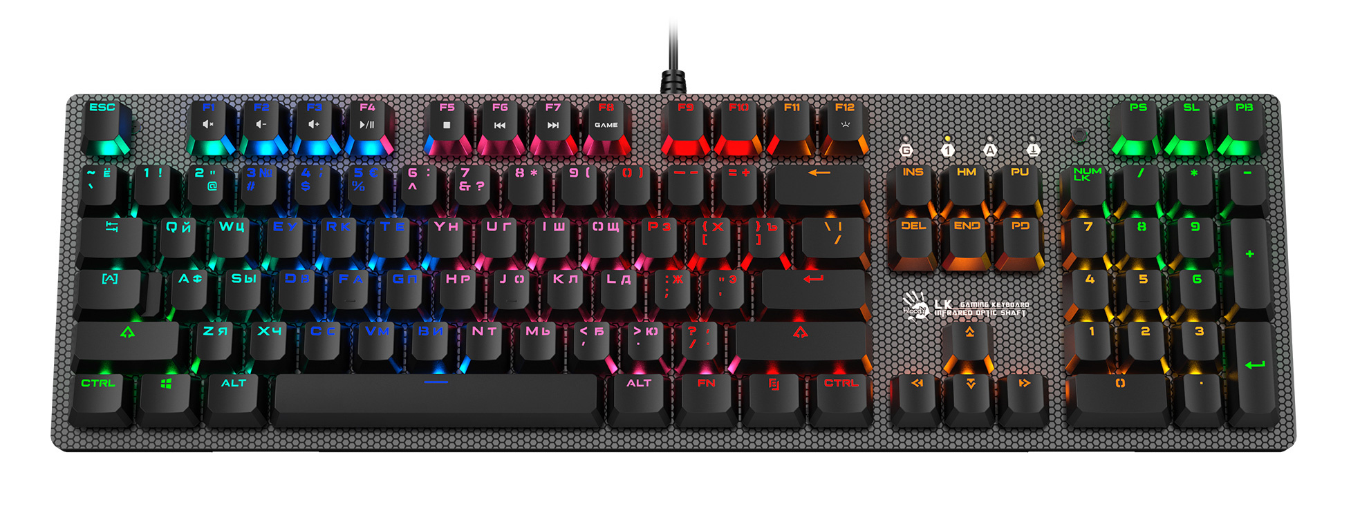 Клавиатура A4Tech B810R NetBee механическая черный USB for gamer LED (B810R (NETBEE)) кабель 1.8м