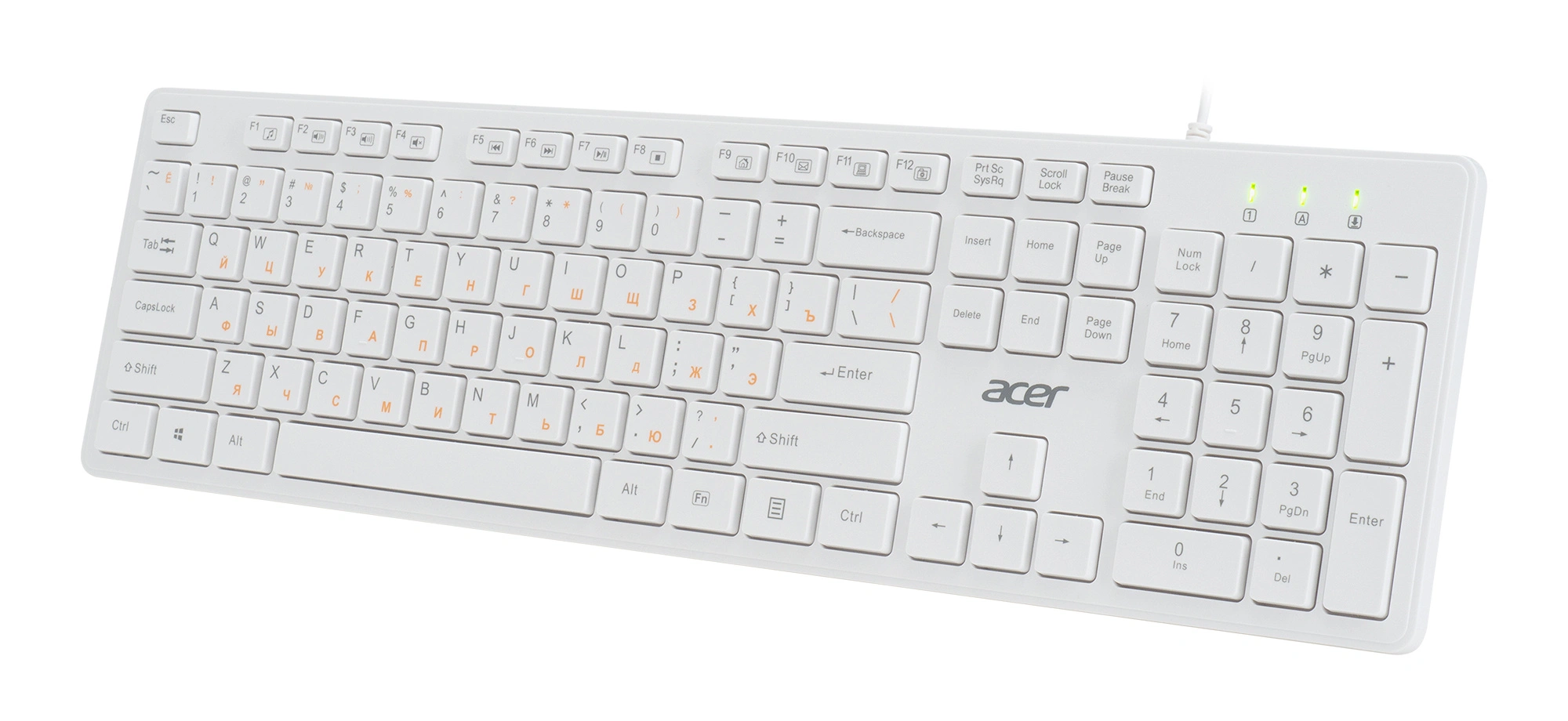 Клавиатура Acer OKW123 белый USB Multimedia (ZL.KBDEE.00D) кабель 1.5м