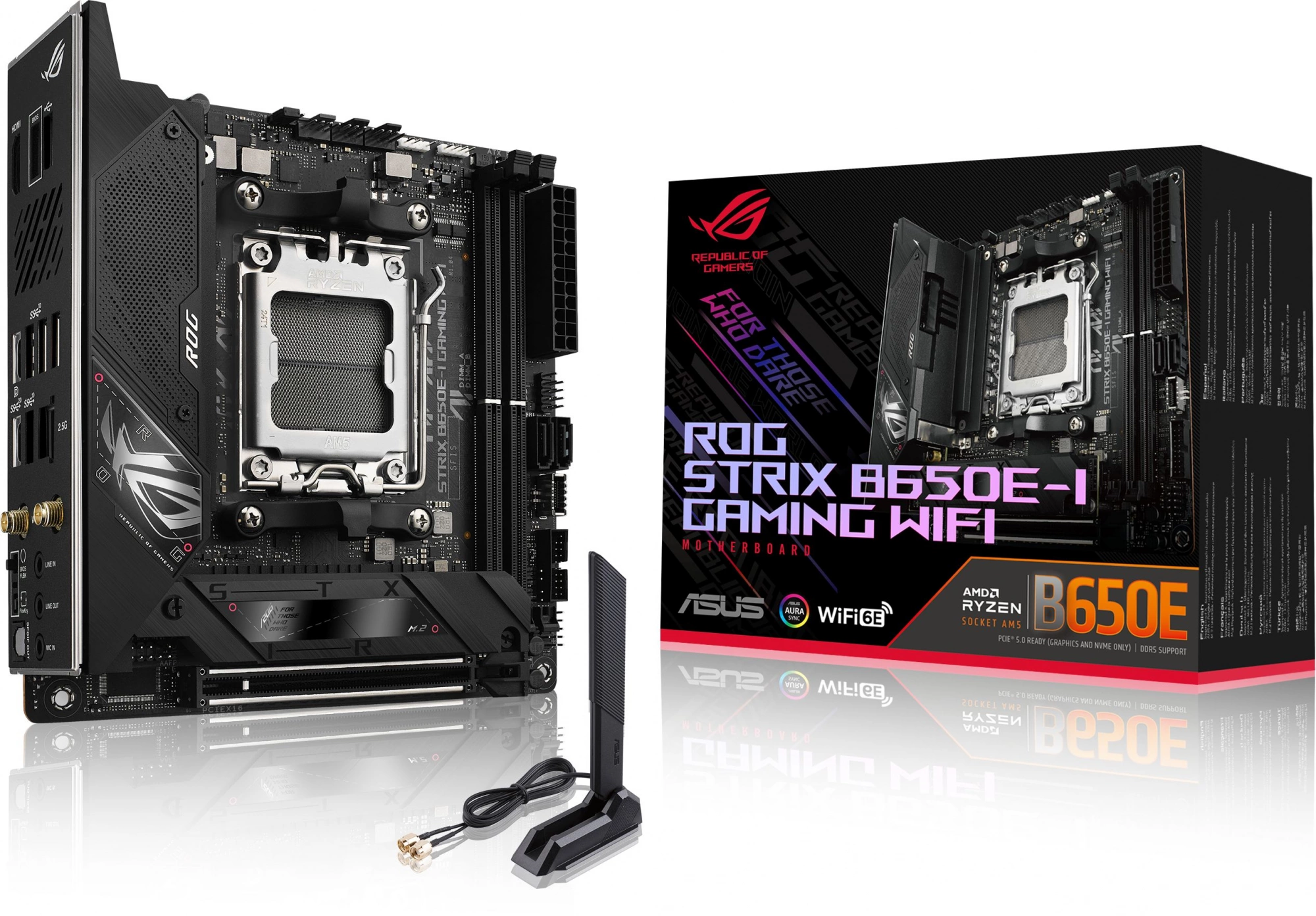 Материнская плата Asus ROG STRIX B650E-I GAMING WIFI Socket AM5 AMD B650 2xDDR5 mini-ITX AC`97 8ch(7.1) 2.5Gg RAID+HDMI