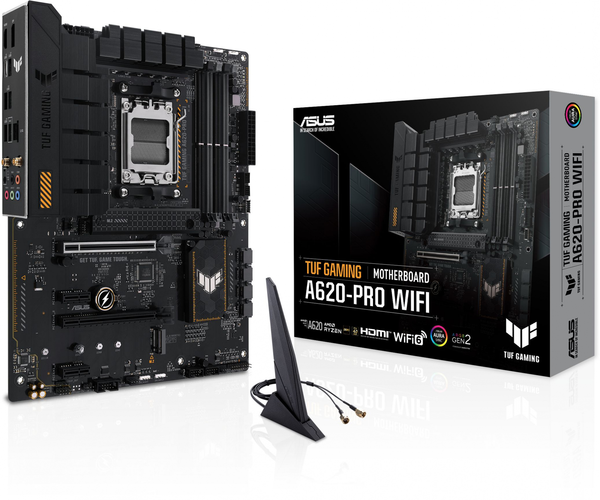Материнская плата Asus TUF GAMING A620-PRO WIFI Socket AM5 AMD A620 4xDDR5 ATX AC`97 8ch(7.1) 2.5Gg RAID+HDMI+DP