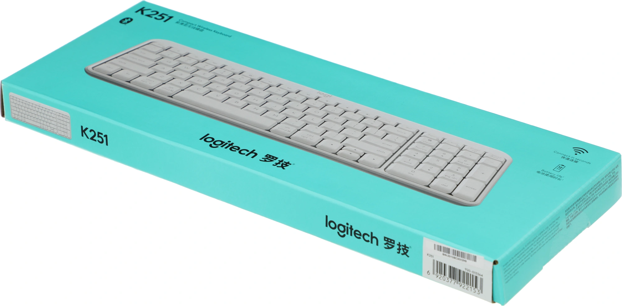 Клавиатура Logitech K251 белый беспроводная BT slim (920-013364)