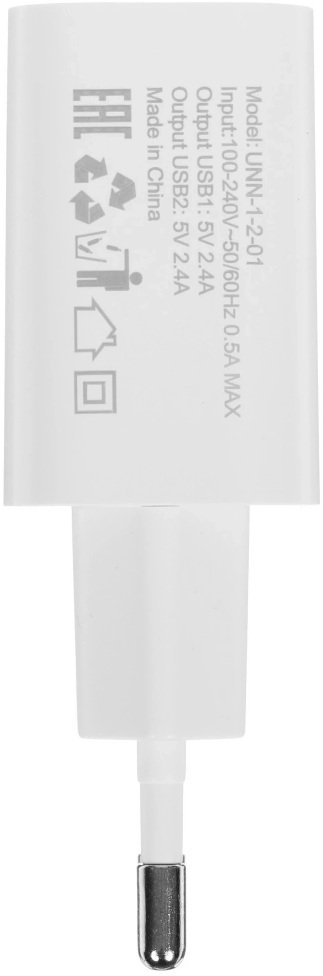 Сетевое зар./устр. Wiiix UNN-1-2-01 12W 2.4A 2xUSB универсальное белый