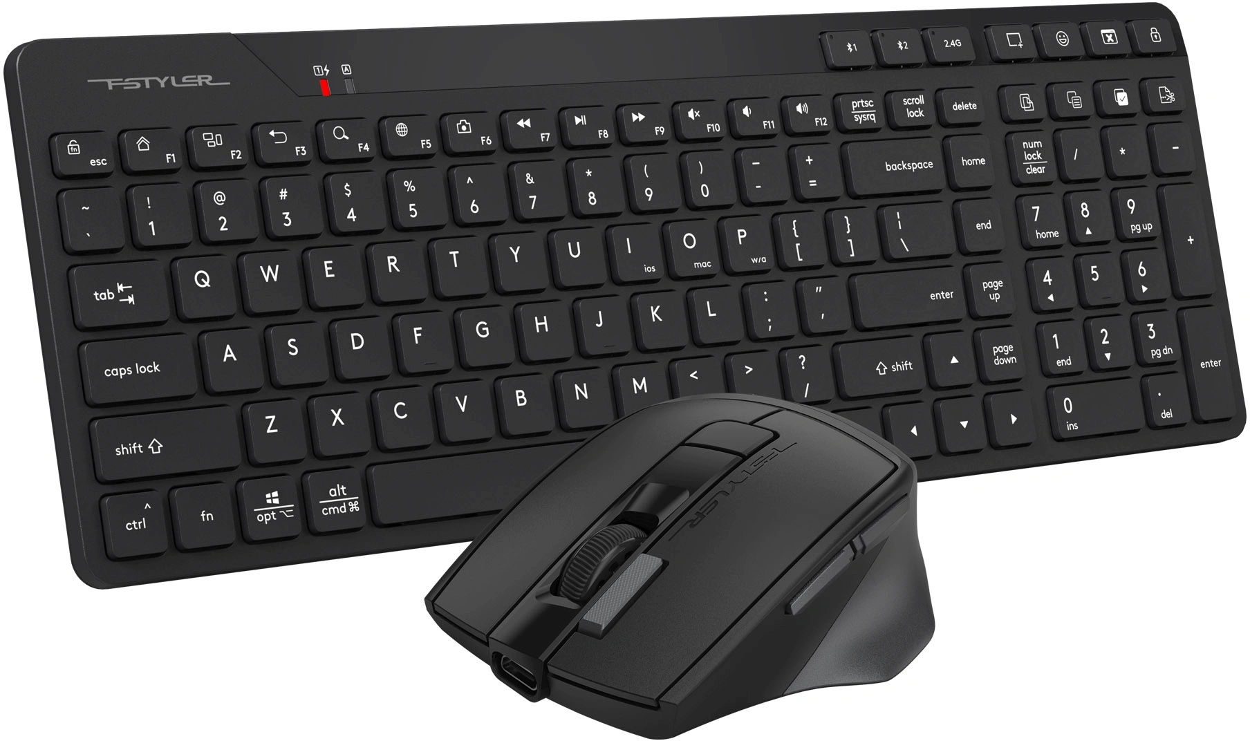 Клавиатура + мышь A4Tech Fstyler FB2800C Air2 клав:черный/серый мышь:черный/серый USB беспроводная Bluetooth/Радио slim