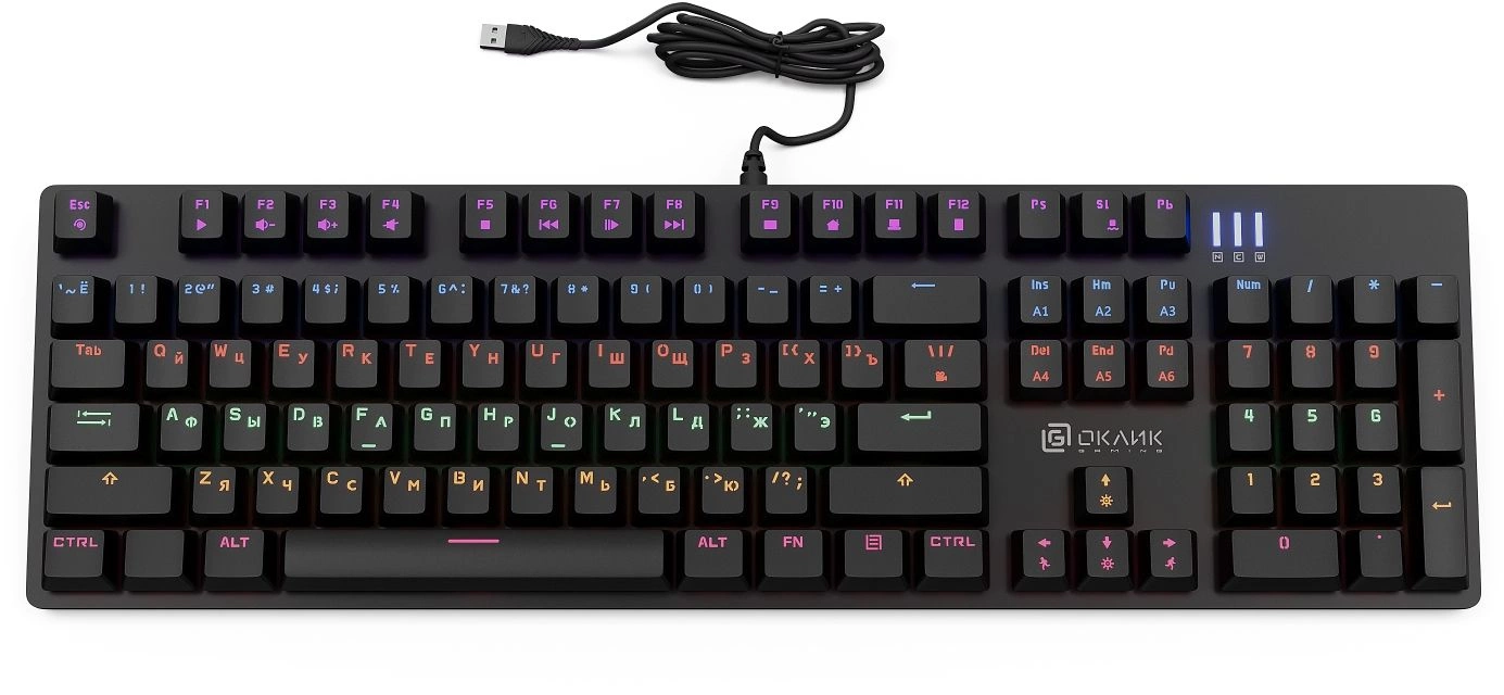 Клавиатура Оклик 990 G2 механическая черный USB Multimedia for gamer LED (1875240)