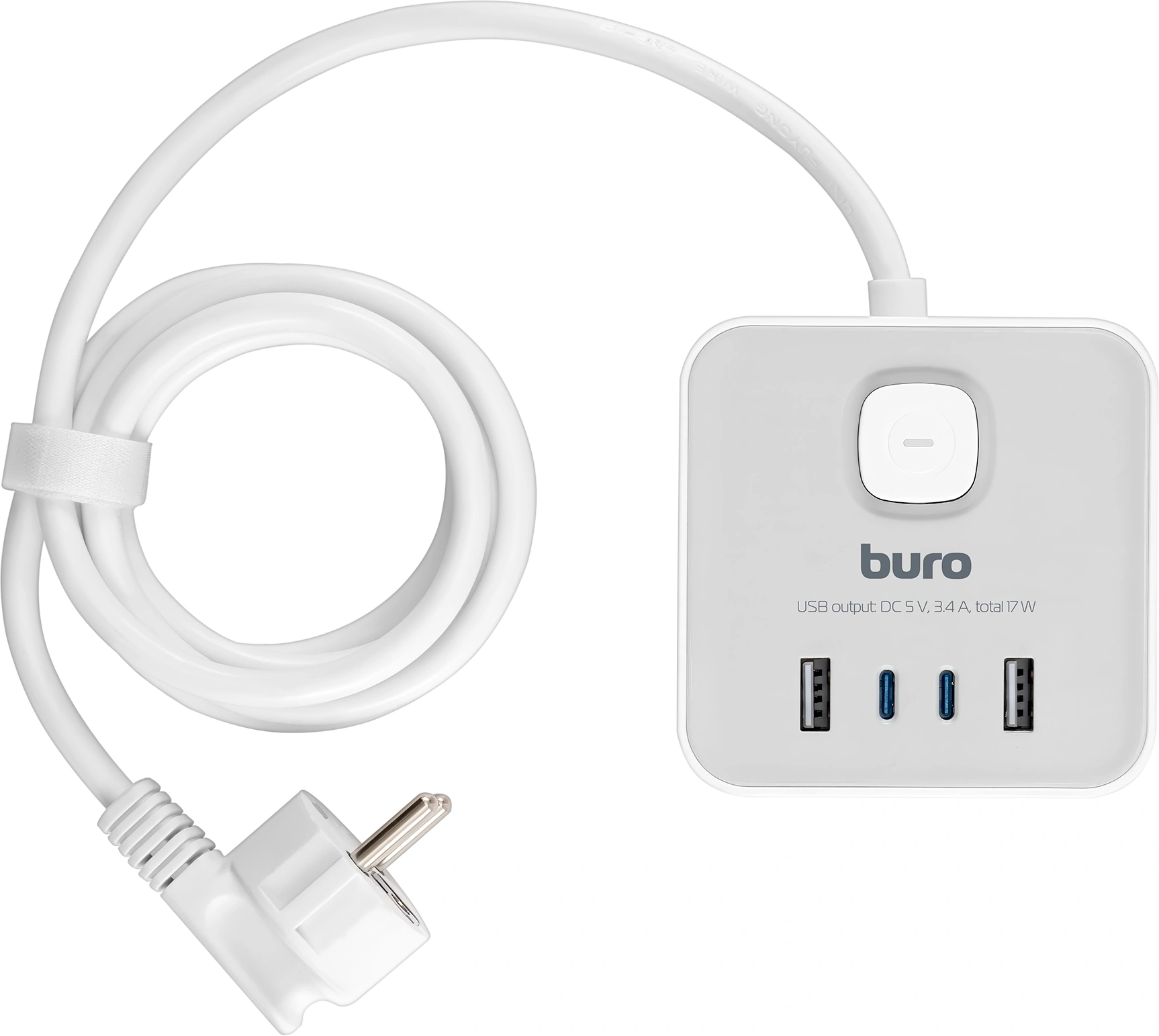 Сетевой удлинитель Buro BU-PTE4.1UC-W 1.5м (4 розетки) белый (коробка)