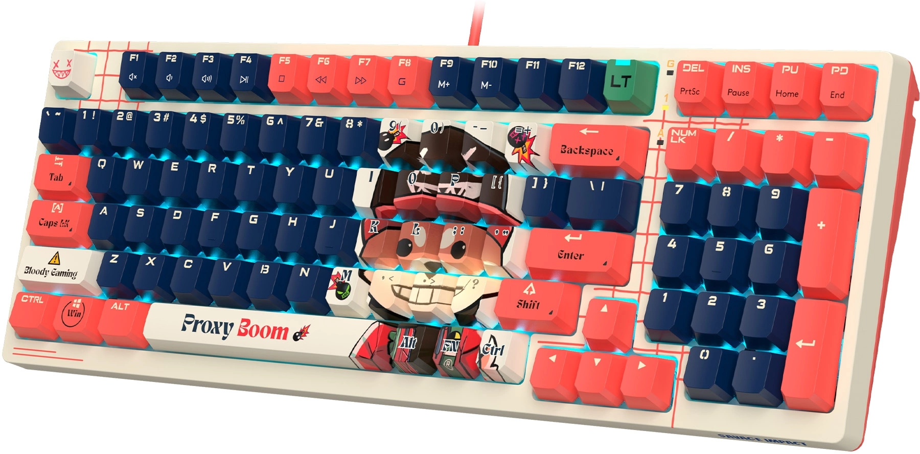 Клавиатура A4Tech AT98 Proxy Boom бежевый/красный USB for gamer LED (AT98) кабель 1.8м