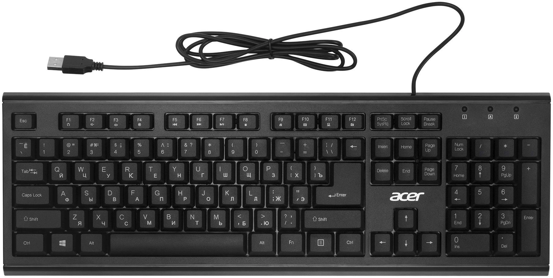 Клавиатура Acer OKW120 черный USB Multimedia (ZL.KBDEE.006) кабель 1.8м