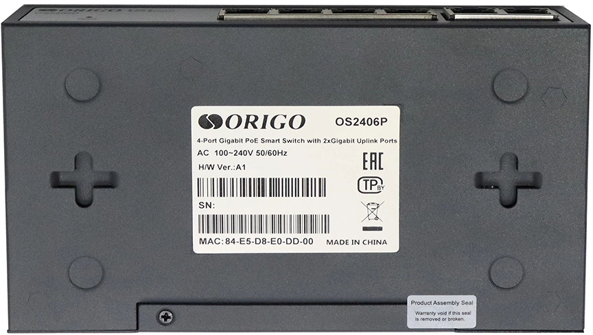 Коммутатор Origo OS2406P/60W OS2406P/60W/A1A (L2) 6x1Гбит/с 4PoE 60W настраиваемый