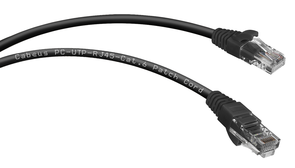 Cabeus PC-UTP-RJ45-Cat.6-0.3m-BK - Патч-корд U/UTP, категория 6, 2xRJ45/8p8c, неэкранированный, черный, PVC, 0.3м