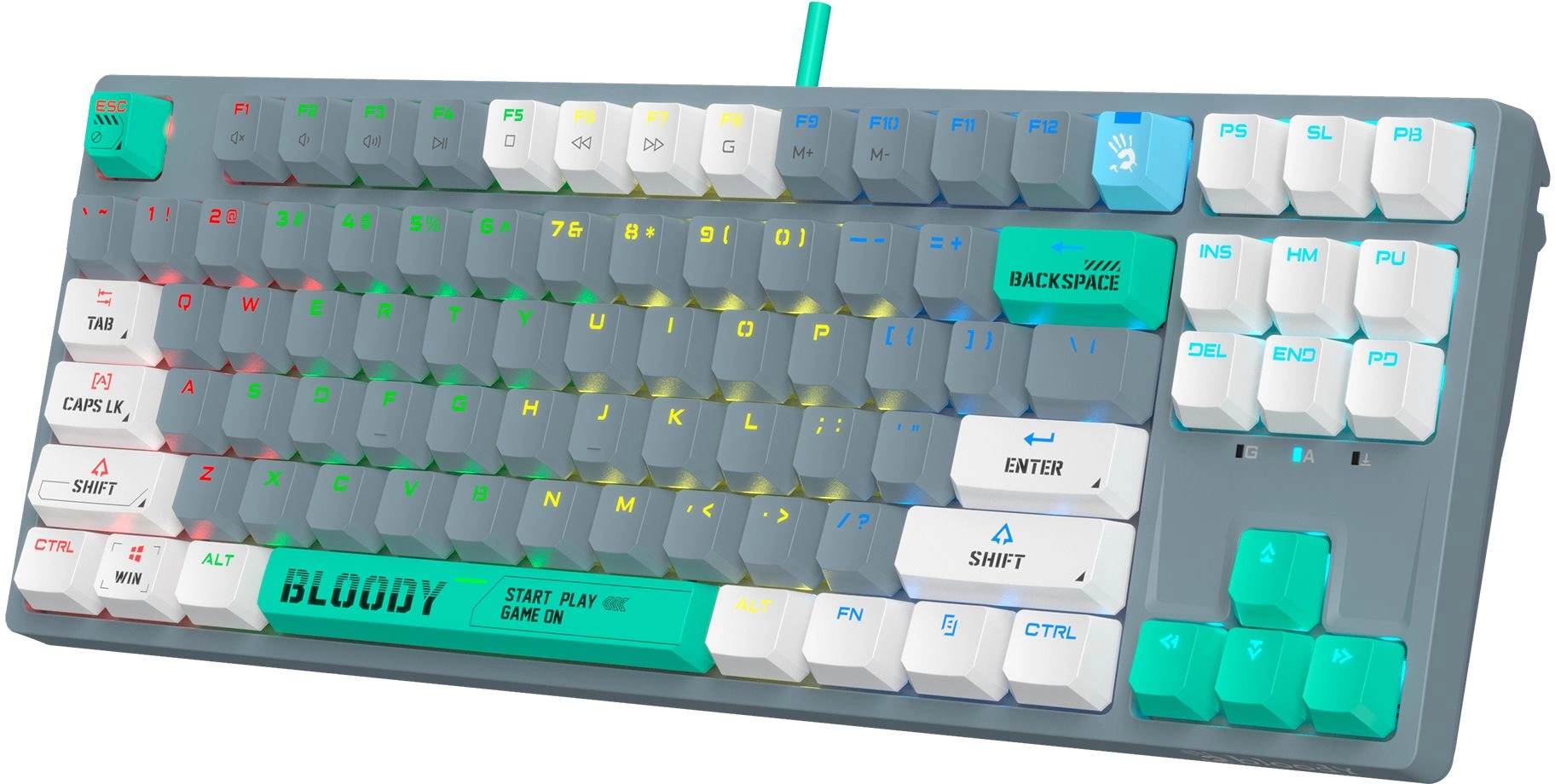 Клавиатура A4Tech S87 Energy механическая серый USB for gamer LED (S87 USB ENERGY ASH) кабель 1.8м