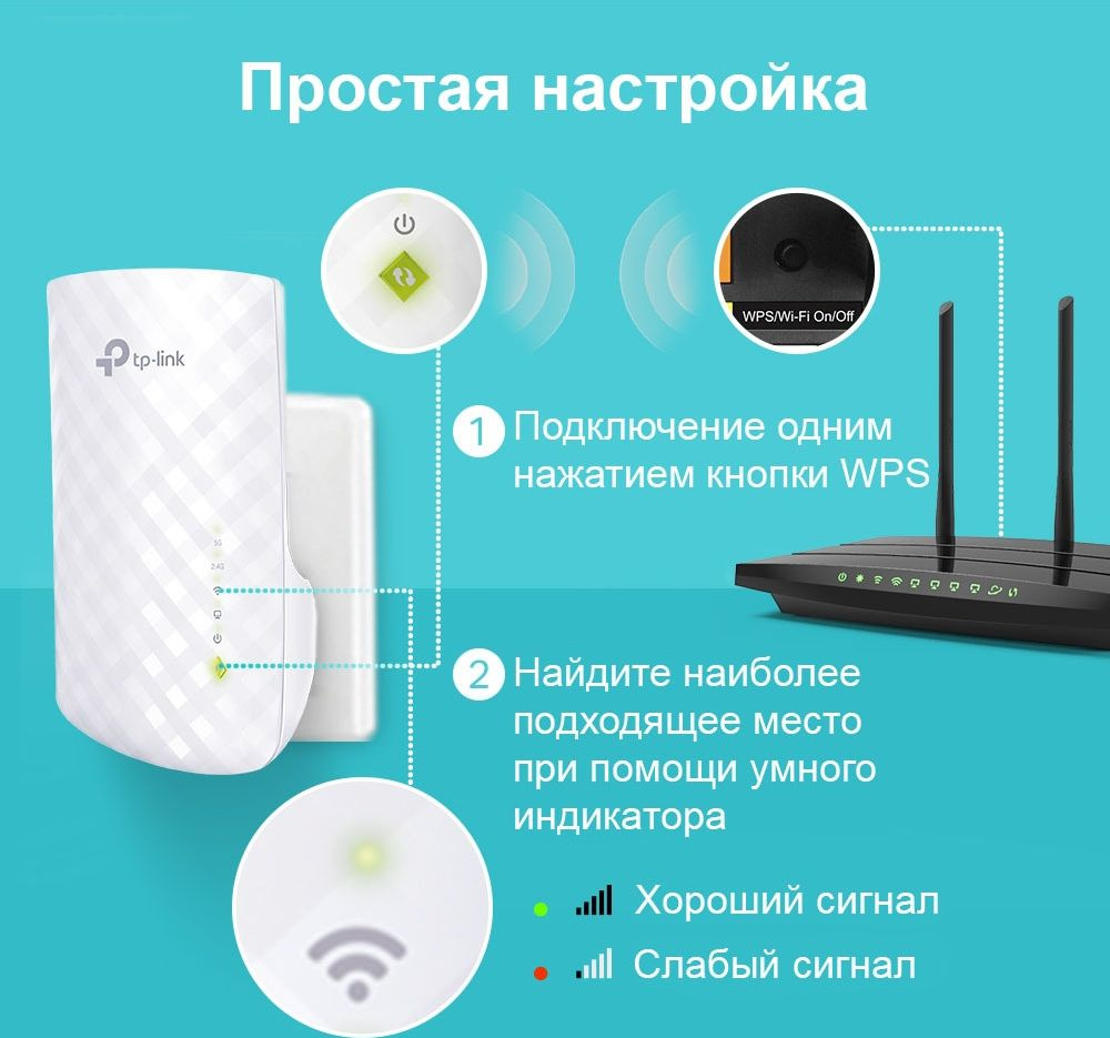 Повторитель беспроводного сигнала TP-Link RE220 AC750 10/100BASE-TX белый