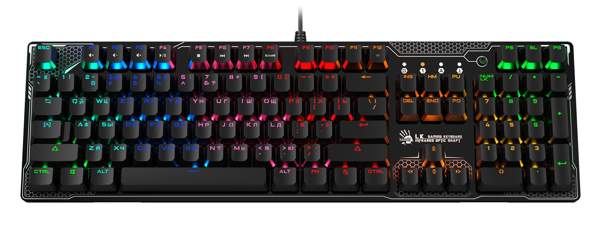 Клавиатура A4Tech B810R Battlefield механическая черный USB for gamer LED (B810R (BATTLEFIELD)) кабель 1.8м