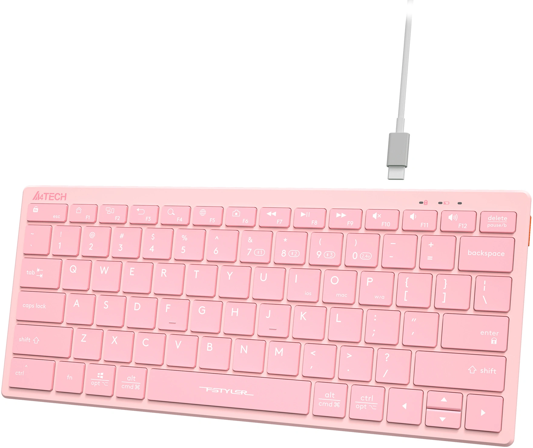 Клавиатура A4Tech FBX51C розовый USB беспроводная BT/Radio slim Multimedia (FBX51C PINK)