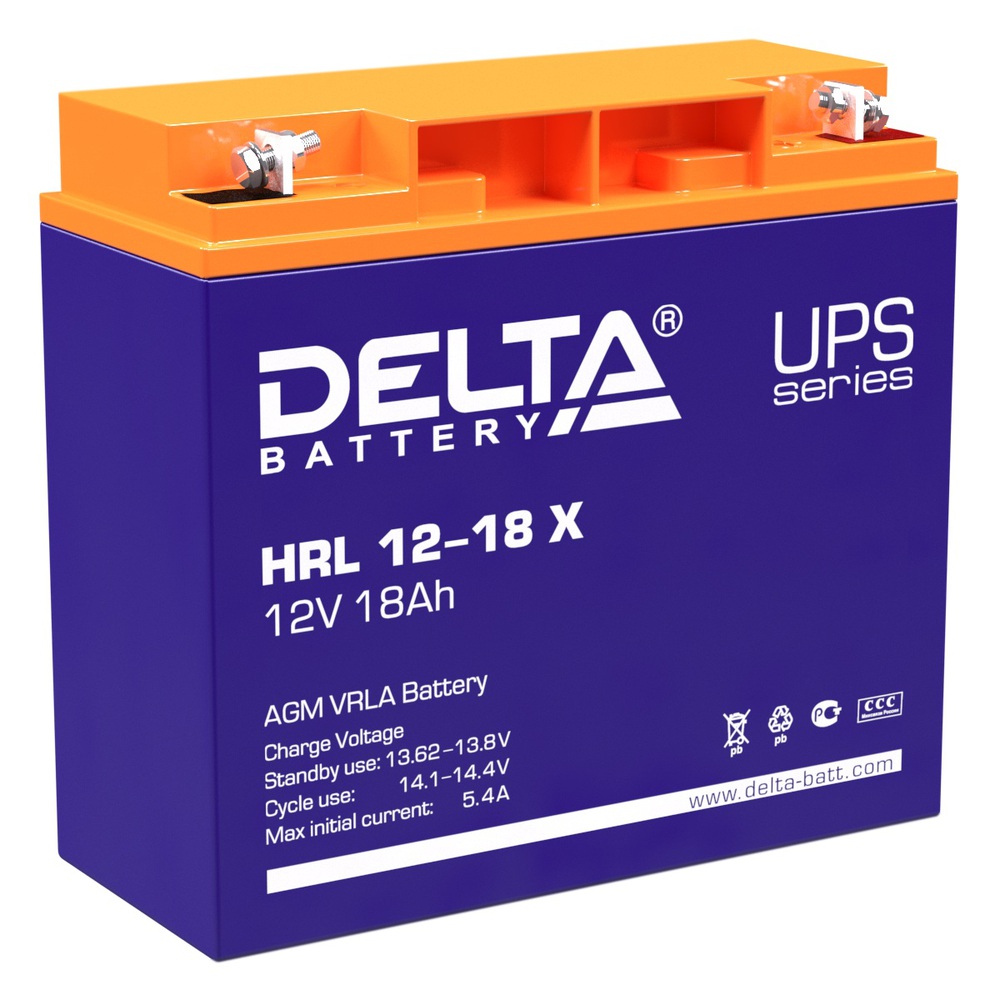 HRL 12-18 X - Аккумулятор герметичный свинцово-кислотный Delta 12V/18Ah