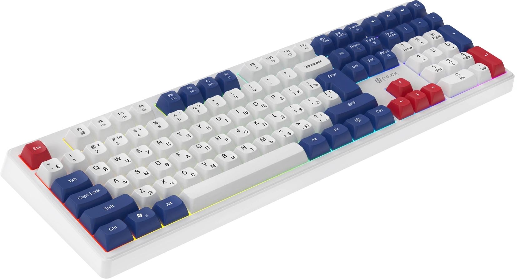 Клавиатура Оклик 725G белый/красный USB Multimedia for gamer LED (2070294) кабель 1.8м