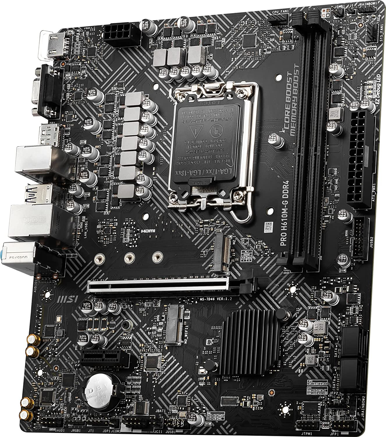 Материнская плата MSI PRO H610M-G DDR4 Soc-1700 Intel H610 2xDDR4 mATX AC`97 8ch(7.1) GbLAN+VGA+HDMI+DP