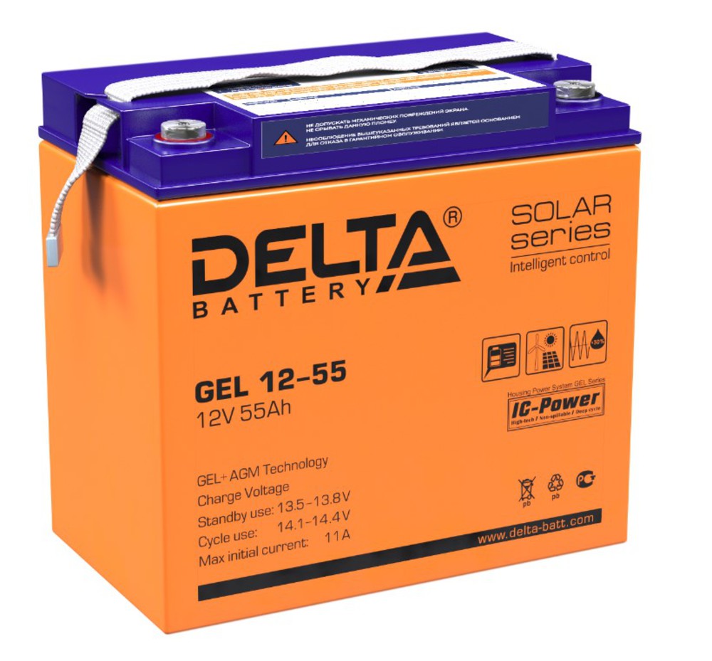 Аккумуляторная батарея Delta GEL 12-55 (12V / 55Ah)
