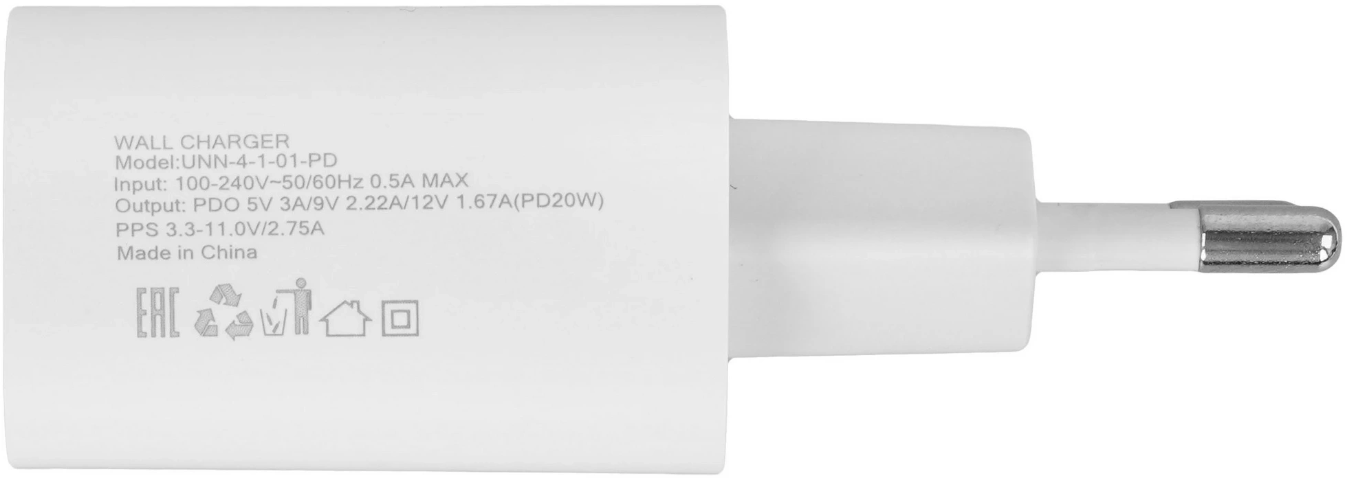 Сетевое зар./устр. Wiiix UNN-4-1-01-PD 20W 3A (PD) USB Type-C белый