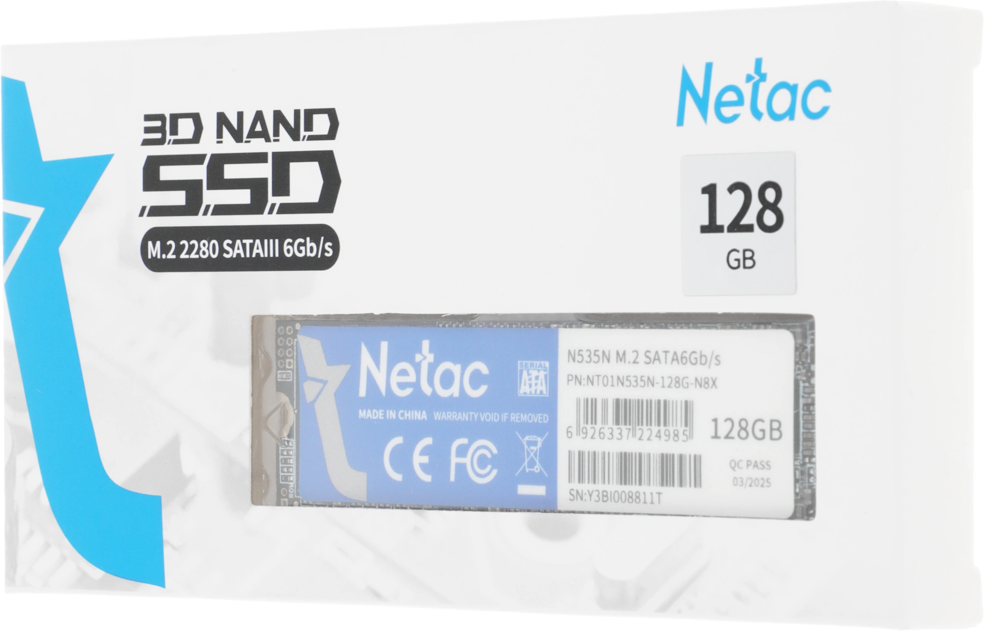 Накопитель SSD Netac SATA-III 128GB NT01N535N-128G-N8X N535N M.2 2280