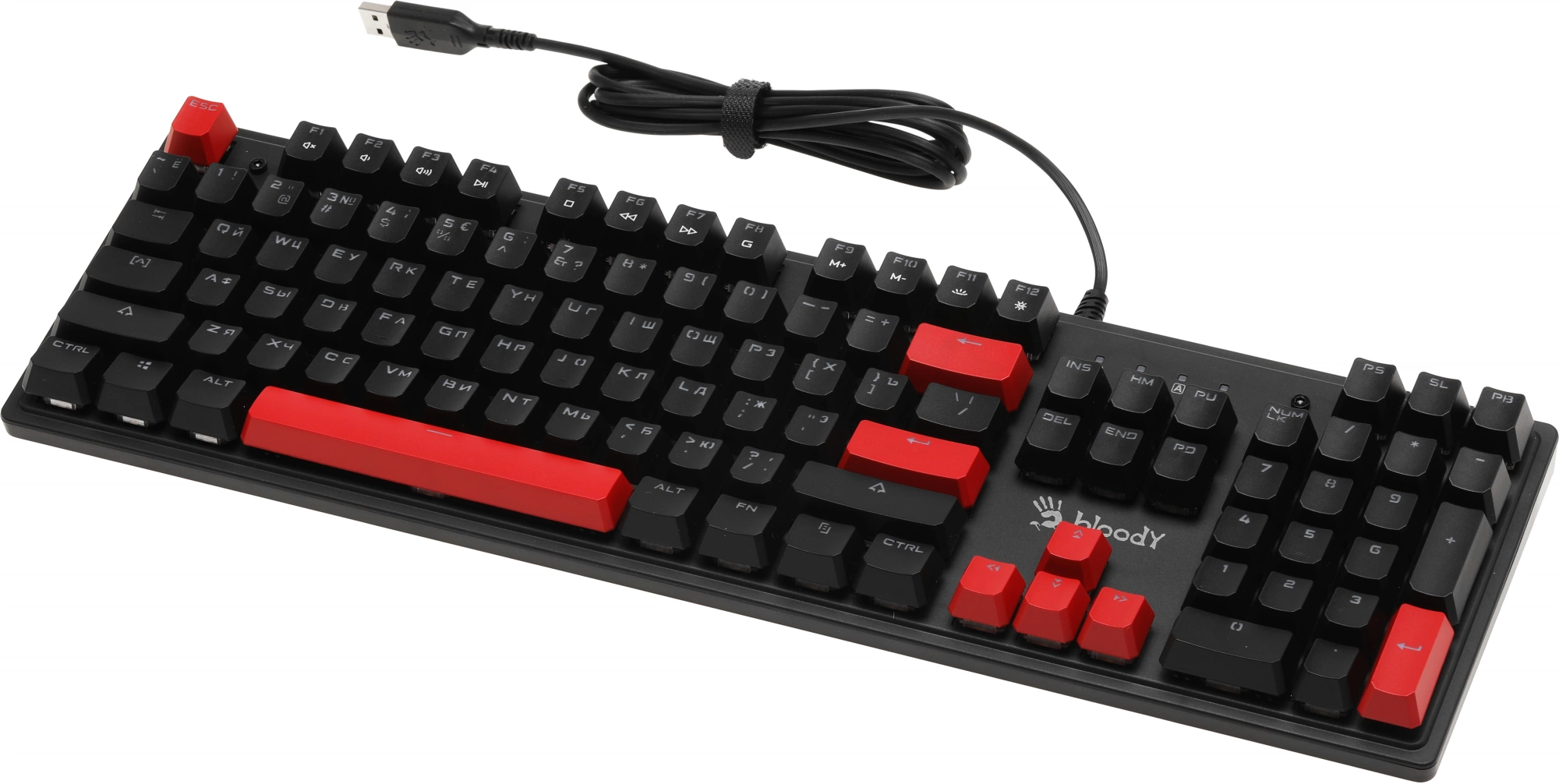 Клавиатура A4Tech S510R механическая черный USB for gamer LED (S510R USB FIRE BLACK/BLMS RED) кабель 1.8м