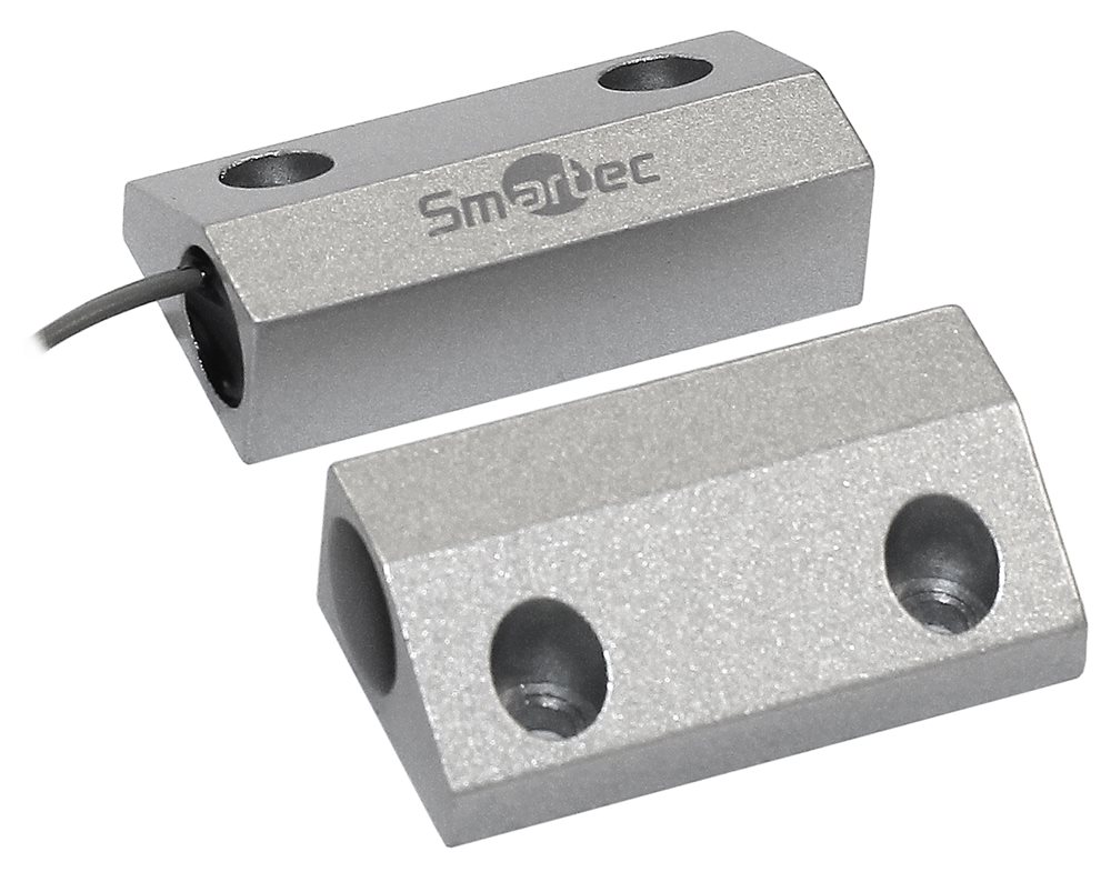 ST-DM130NC-SL - Магнитоконтактный датчик Smartec, НЗ, серебряный, накладной для металлических дверей, зазор 50 мм